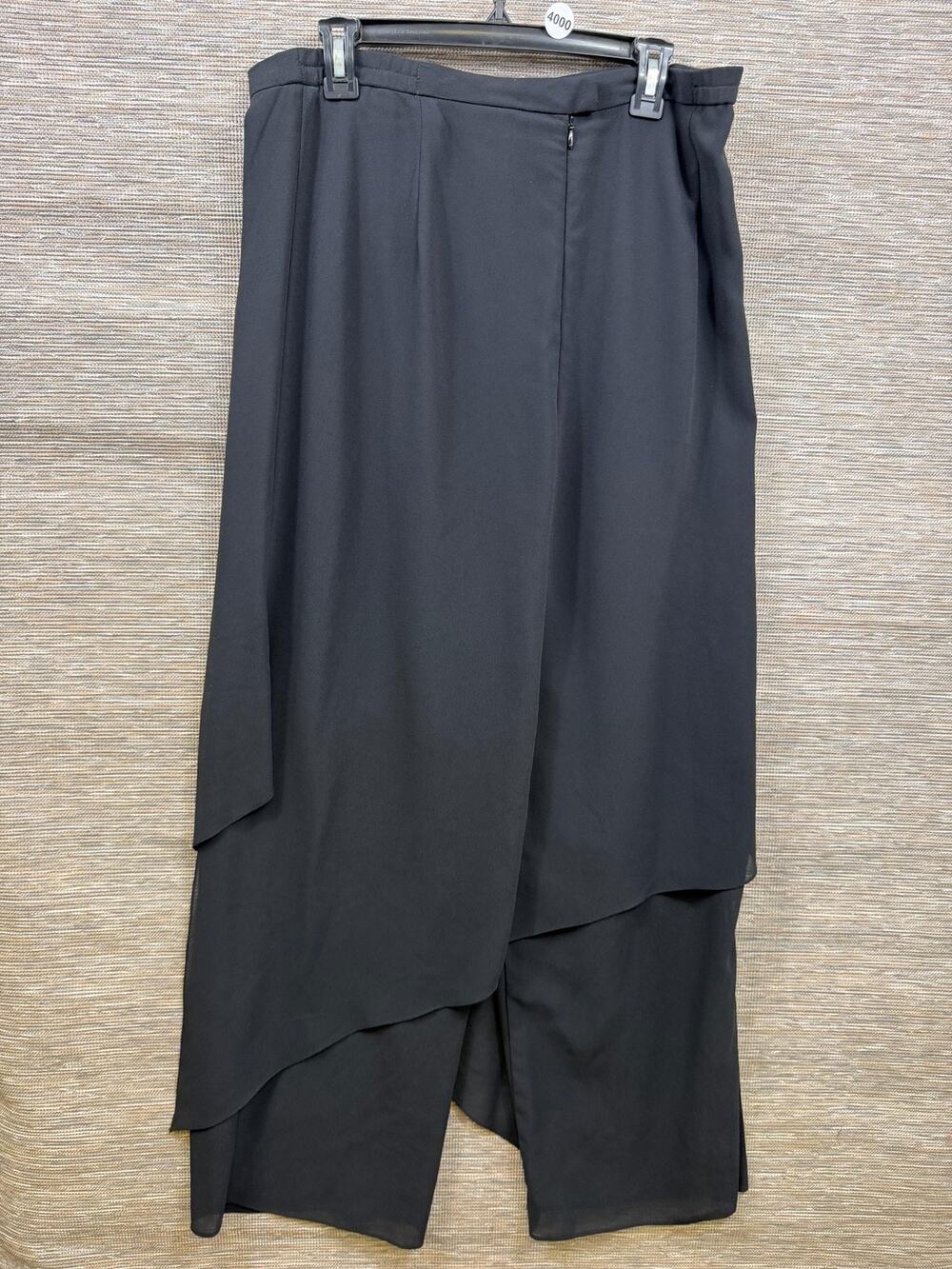 Jeffrey & Dara Dress Pants Womens 16 Black Chiffon Overlay Wide Leg Evening